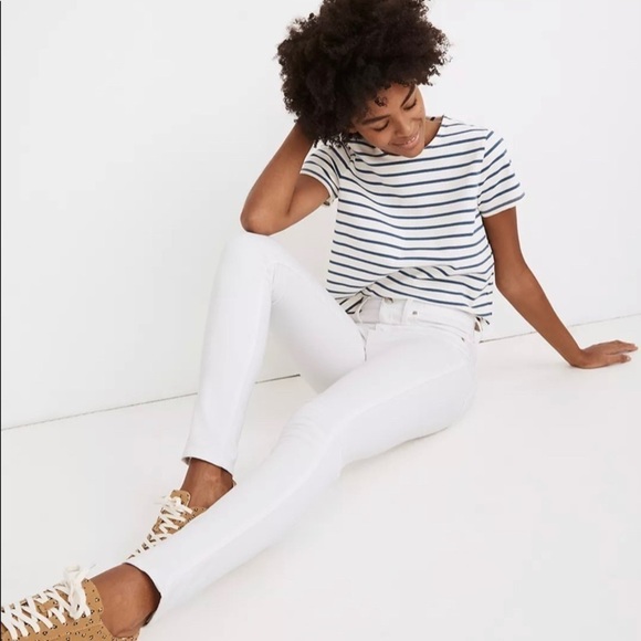 MADEWELL HIGH RISE SKINNY WHITE JEANS AJ233